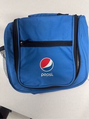 Vintage Blue Pepsi Hanging Toiletry Bag Travel Kit Organizer Dopp Kit with Clip
